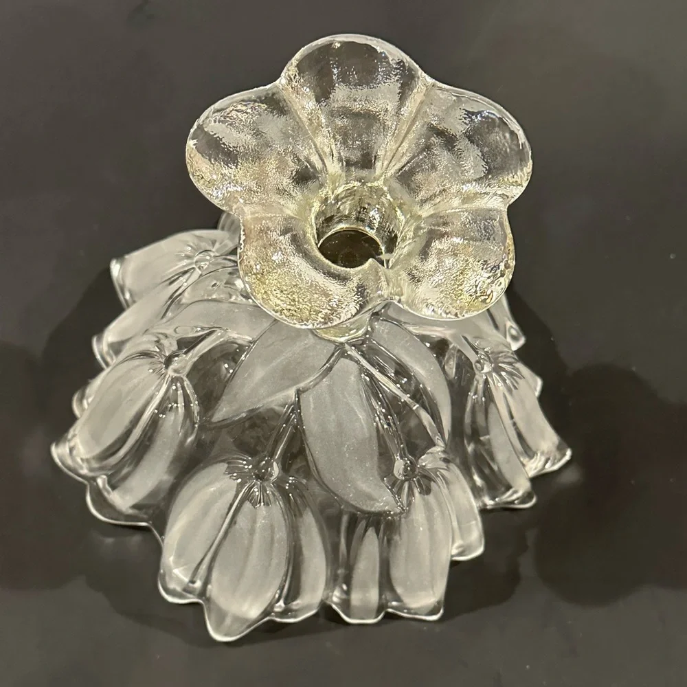 Mikasa Crystal Pedestal Tulips Satin Frosted Glass Footed Bowl 7" - Picture 5 of 9